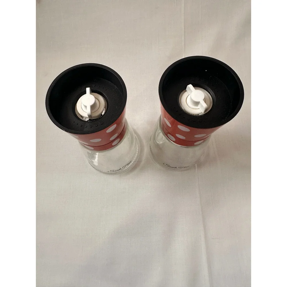Soul Fine Red White Polka Dot Salt and Pepper Grinder Set Glass Manual‎ Mills 5